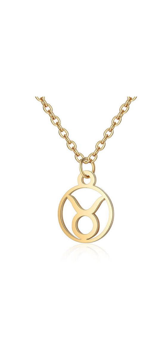 Taur, Lantisor auriu cu pandantiv zodiac, bijuterie inox cu semne zodiacale pentru dama si barbati