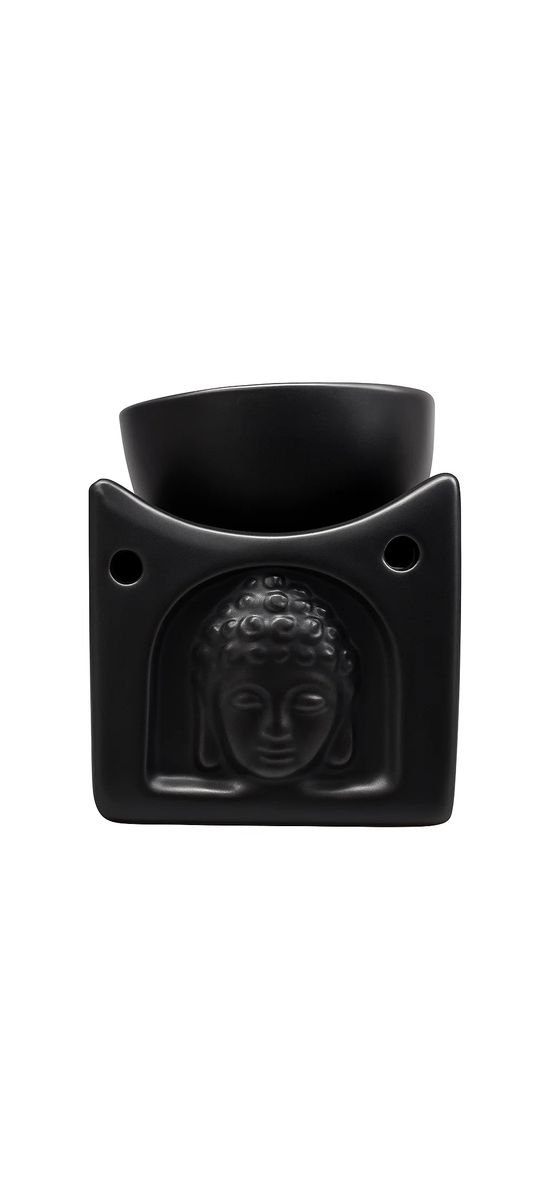 Lampa aromaterapie Budhha, suport de lumanari si ulei sau ceara, difuzor ceramica negru 85 mm