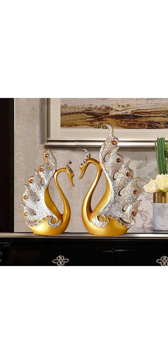 Lebede aurii, decorațiune feng shui pentru dragoste, cuplul elegant, 28 cm