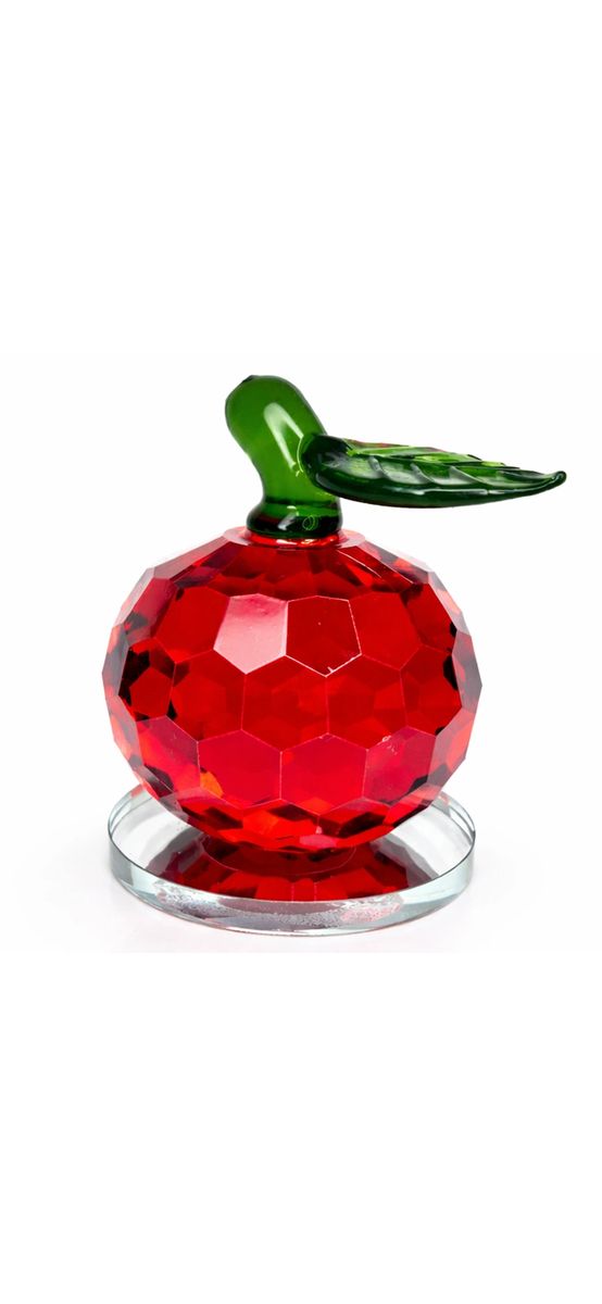 Mar din cristal roșu fatetat, obiect pentru armonie si blocarea ostilitatilor, suport transparent 6 cm