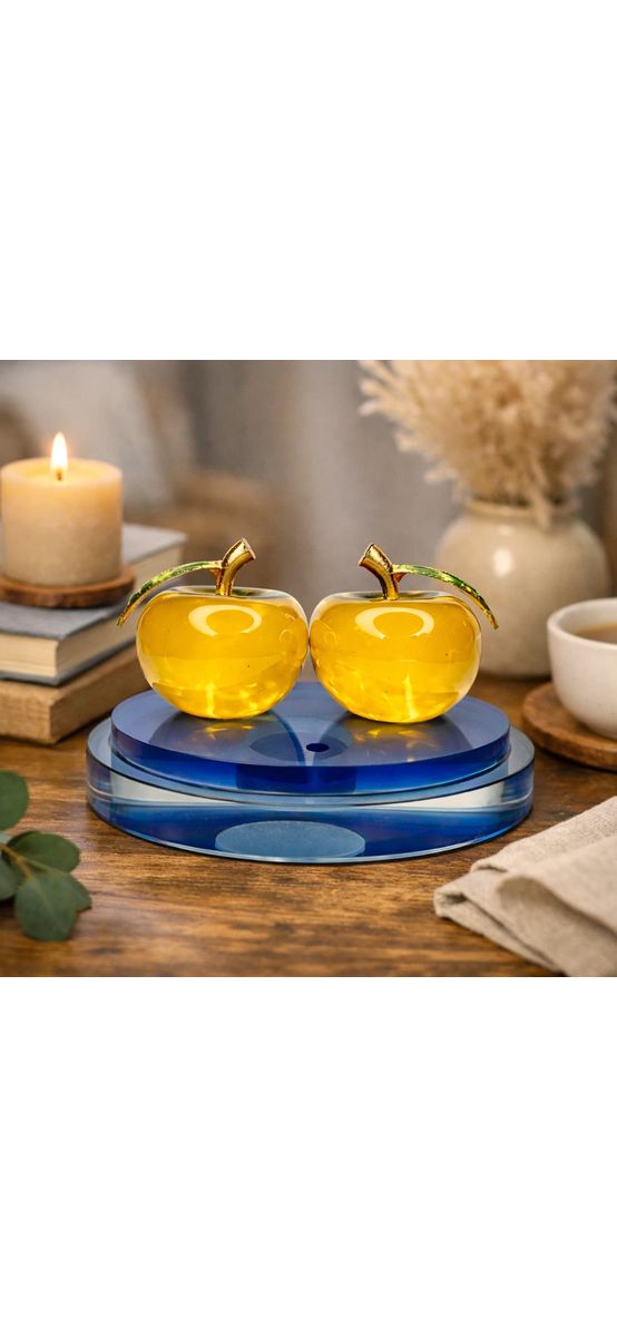 2 mere suport aromaterapie, remediu de armonie în relații, cristal k9 galben 12 cm