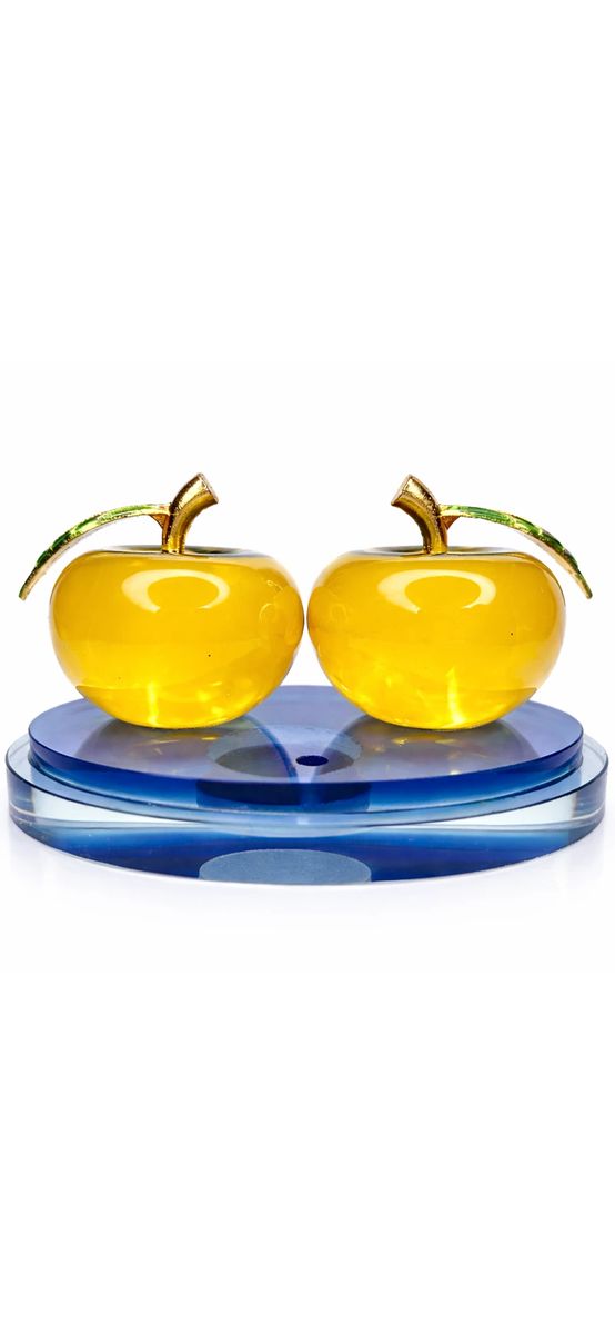 2 mere suport aromaterapie, remediu de armonie în relații, cristal k9 galben 12 cm