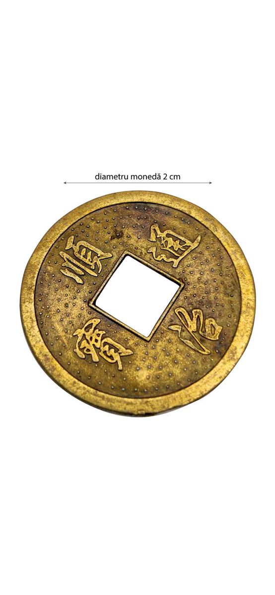Monede chinezesti, amulete feng shui pentru bogatie, metal auriu vintage 19 mm
