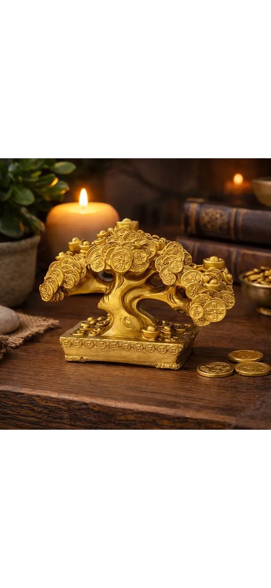 Copac feng shui cu bani și pepite, 10 cm