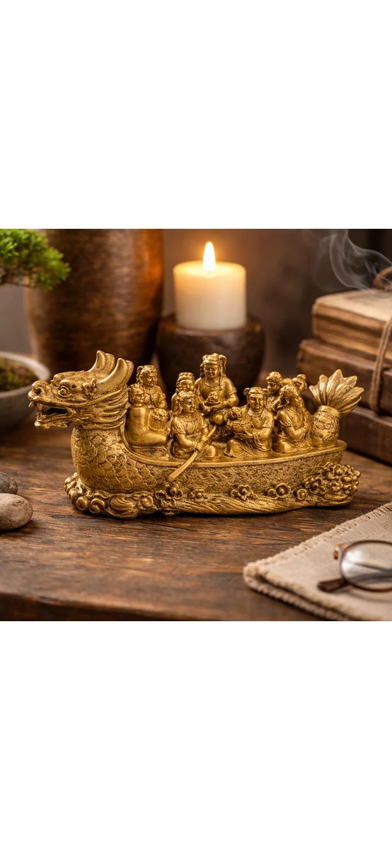 Corabia cu 8 nemuritori, statueta Feng Shui pentru prosperitate