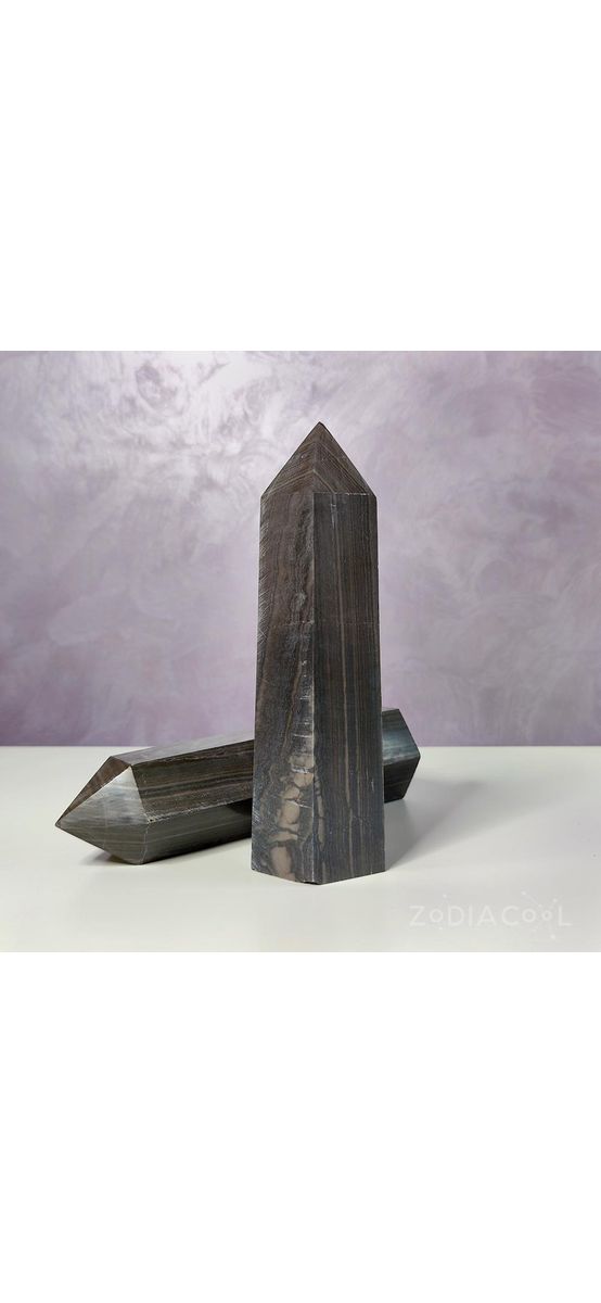 Obelisc cristal Shungite, piatra 1.5 kg turn decor 20cm negru 