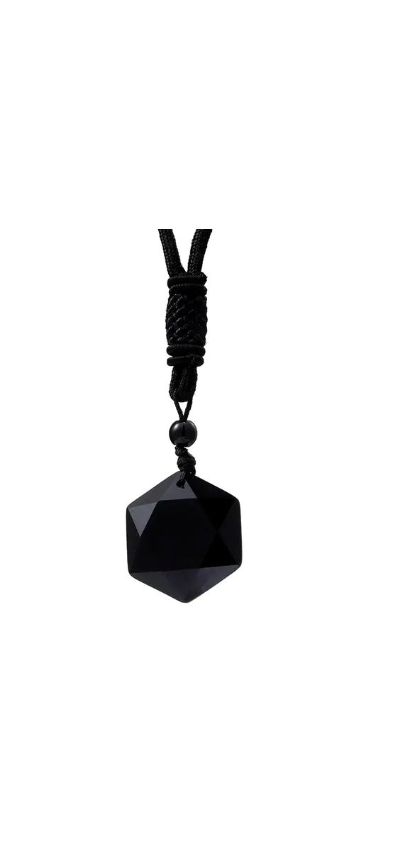 Set cadou colier piatră stea 6 colțuri obsidian și brățară 7 chakre pătrat