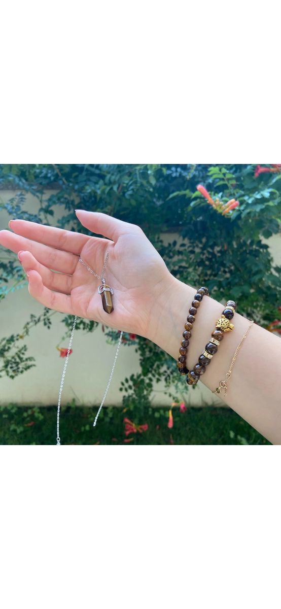 Set bratara piatra Ochi de tigru cu felicitare personalizata, talisman pentru indeplinirea dorintelor, femei barbati, elastica maro