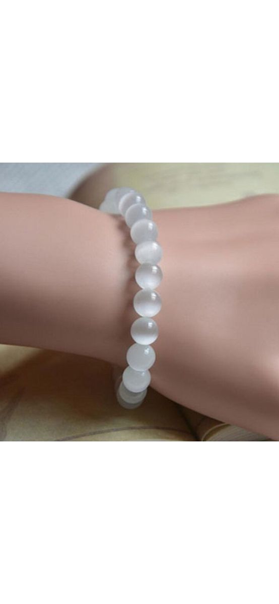 Set bratara Opal pietre cu felicitare personalizata, piatra inlaturare inhibitii, femei barbati, elastica alb bleu