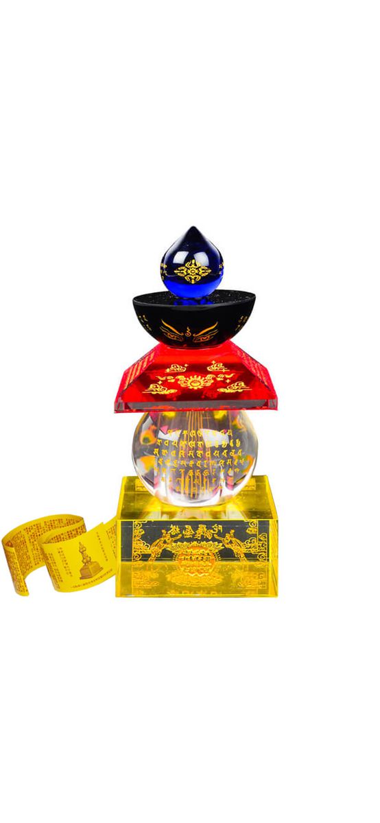 Pagoda feng shui cristal 5 elemente, statueta feng shui protectie de ghinioane,12 cm