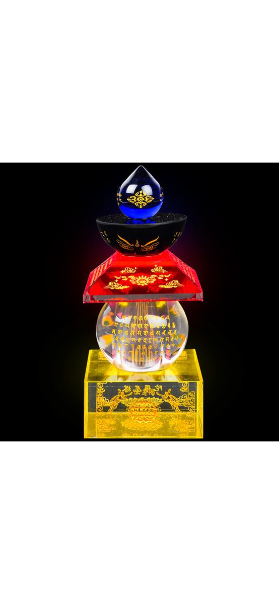 Pagoda feng shui cristal 5 elemente, statueta feng shui protectie de ghinioane,12 cm