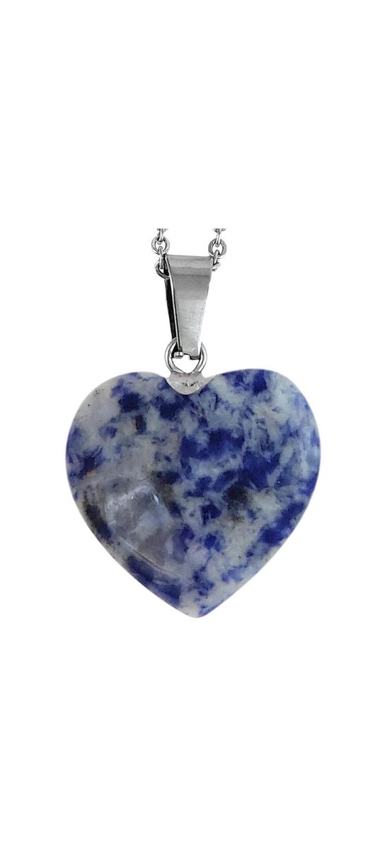 Pandantiv Jasp Heliotrop, set piatra naturala sange albastru inima 20 mm cu lantisor inoxidabil
