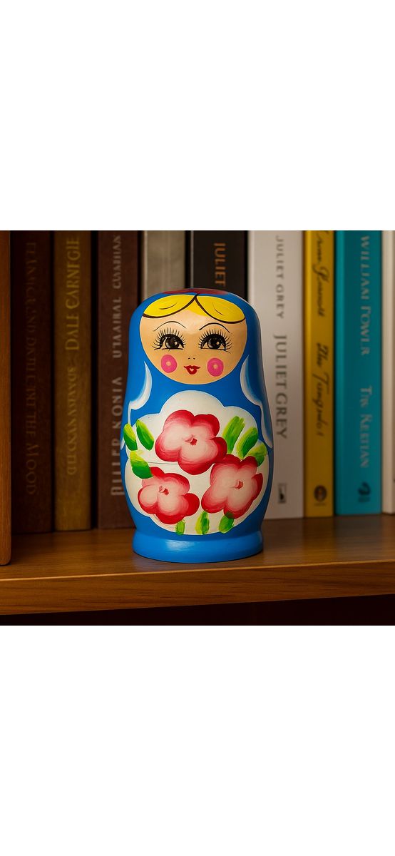 Matrioska, papusi rusesti nuanțe albastru mov 11 cm