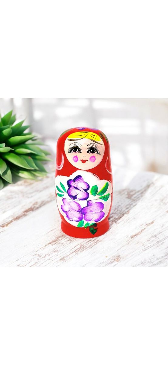 Matrioska, papusi rusesti pentru prosperitate, nunațe roșu roz11 cm