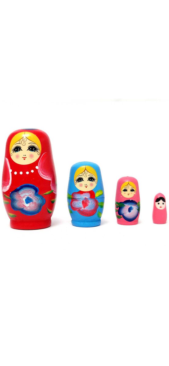 Matrioska, papusi rusesti pentru prosperitate, nunațe roșu roz11 cm