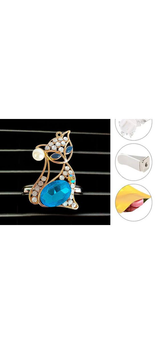 Pisica metal cu strasuri sticla, set odorizant auto cu clips si 2 discuri parfumate, bijuterie pentru masina