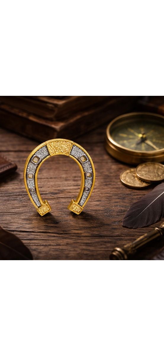 Potcoava norocoasa, amuleta feng shui pentru abundenta, metal auriu