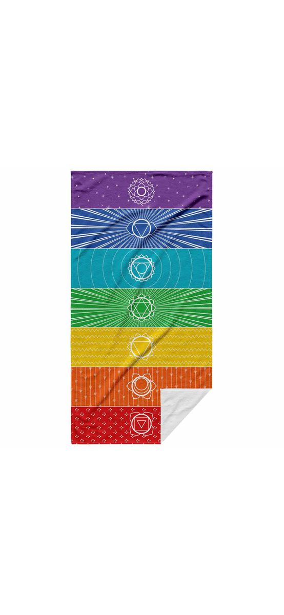 Prosop 7 chakre in dungi 7 culori, pentru sport sau pareo, microfibra 150 cm