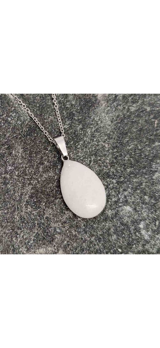 Pandantiv Selenit, piatra vindecătoare a relațiilor, cristal natural oval 25 mm