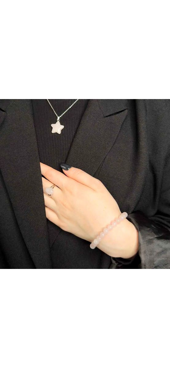 Set brățară, inel și pandantiv în formă de stea Cuartz Roz ajustabile, in cutie bijuterii