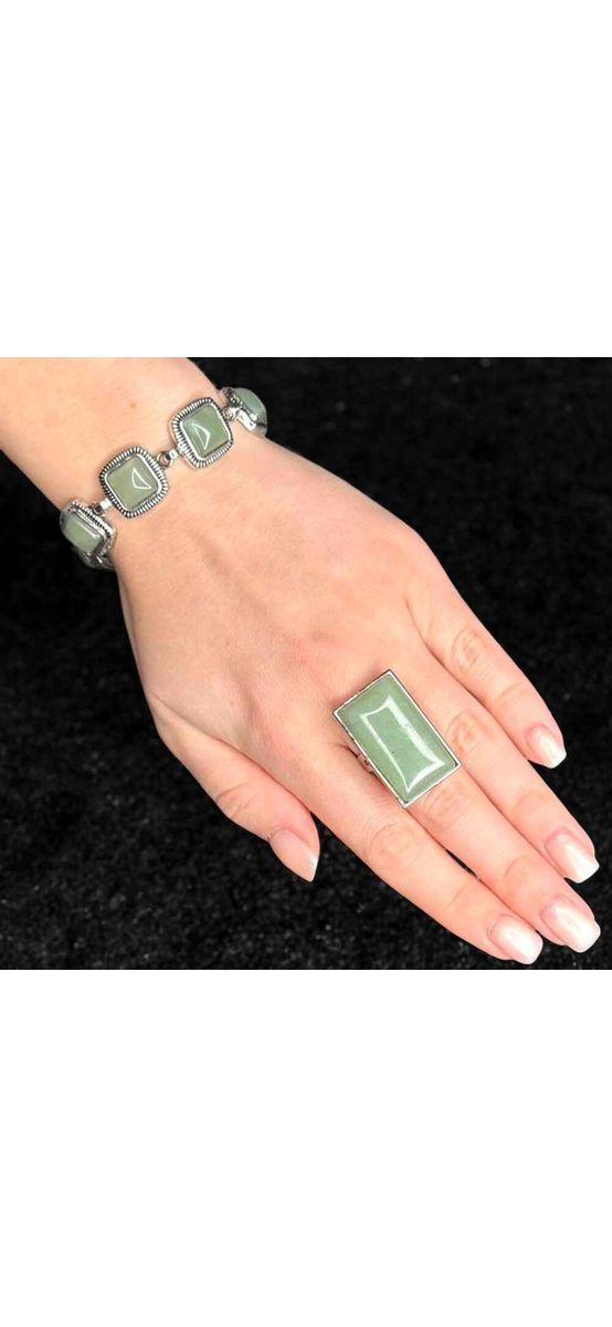 Set brățară și inel Aventurin ajustabile, in cutie bijuterii