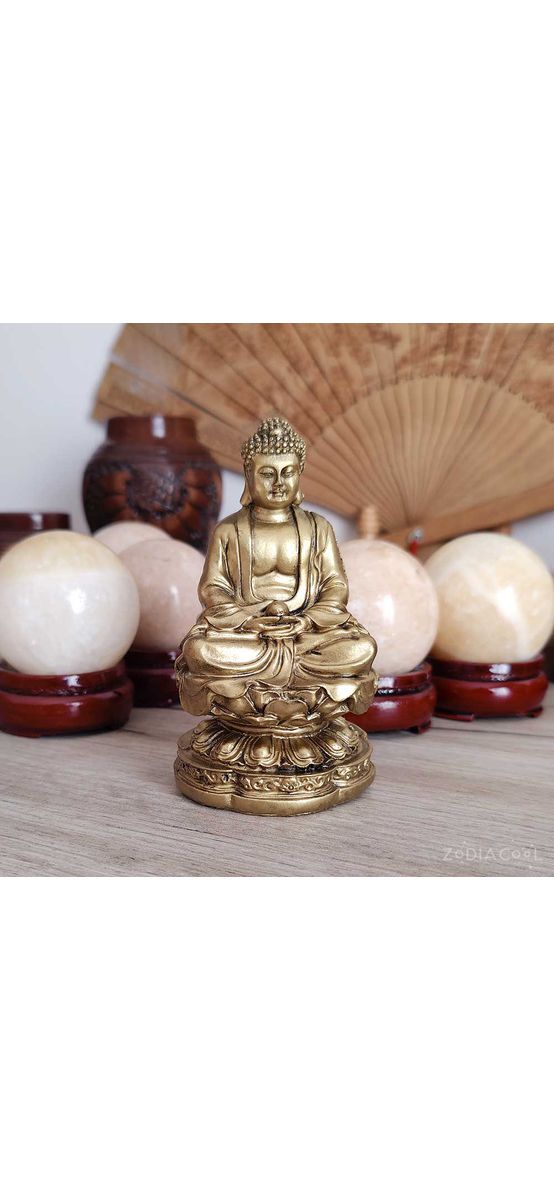 Buddha medicinei, obiect feng shui protectie de boli fizice si emotionale, statueta auriu 10 cm