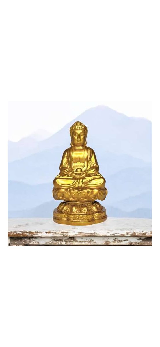 Buddha medicinei, obiect feng shui protectie de boli fizice si emotionale, statueta auriu 10 cm