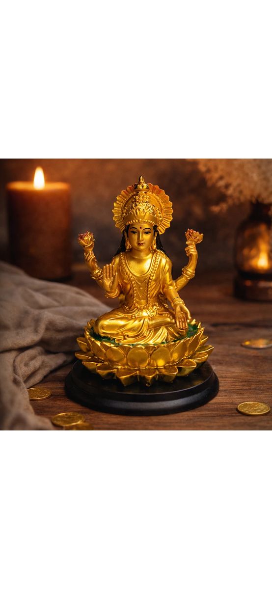 Zeita bogatiei Lakshmi, remediu bani si snoroc, statueta Laxmi mare 11 cm