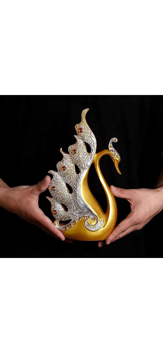Lebede aurii, decorațiune feng shui pentru dragoste, cuplul elegant, 28 cm