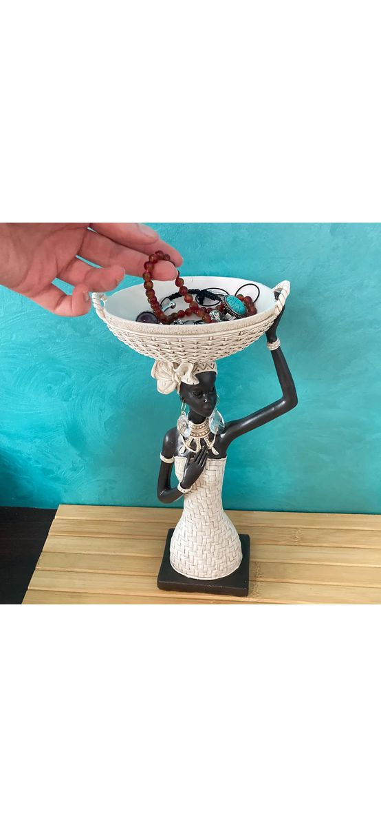 Statuete africane, ornament decorativ ca suport de bijuterii sau chei, 2 modele