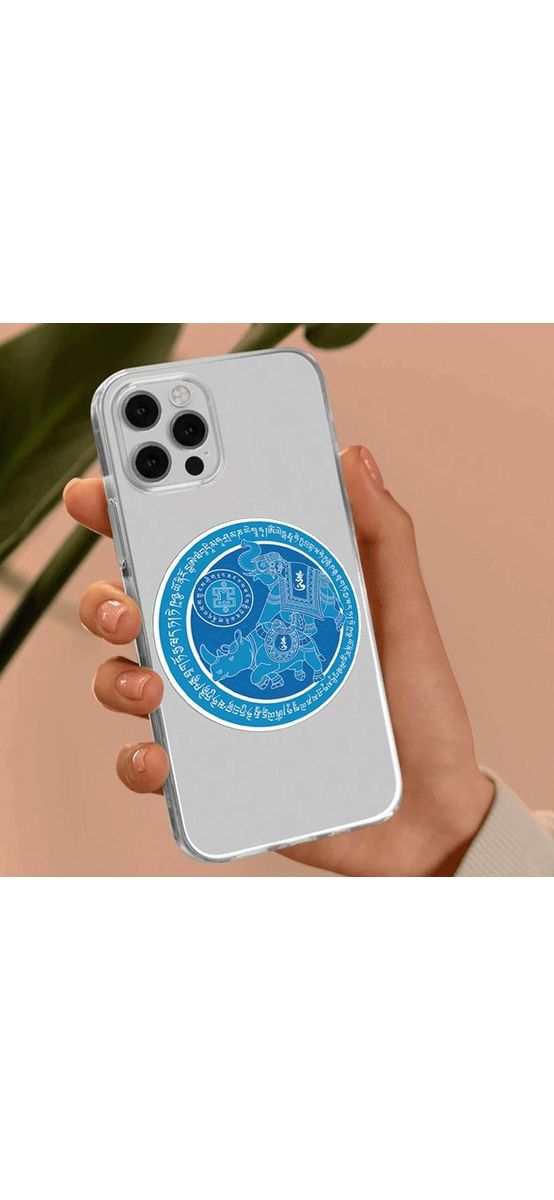 Sticker Elefant si Rinocer albastri 2026, antifurt și împotriva trădărilor