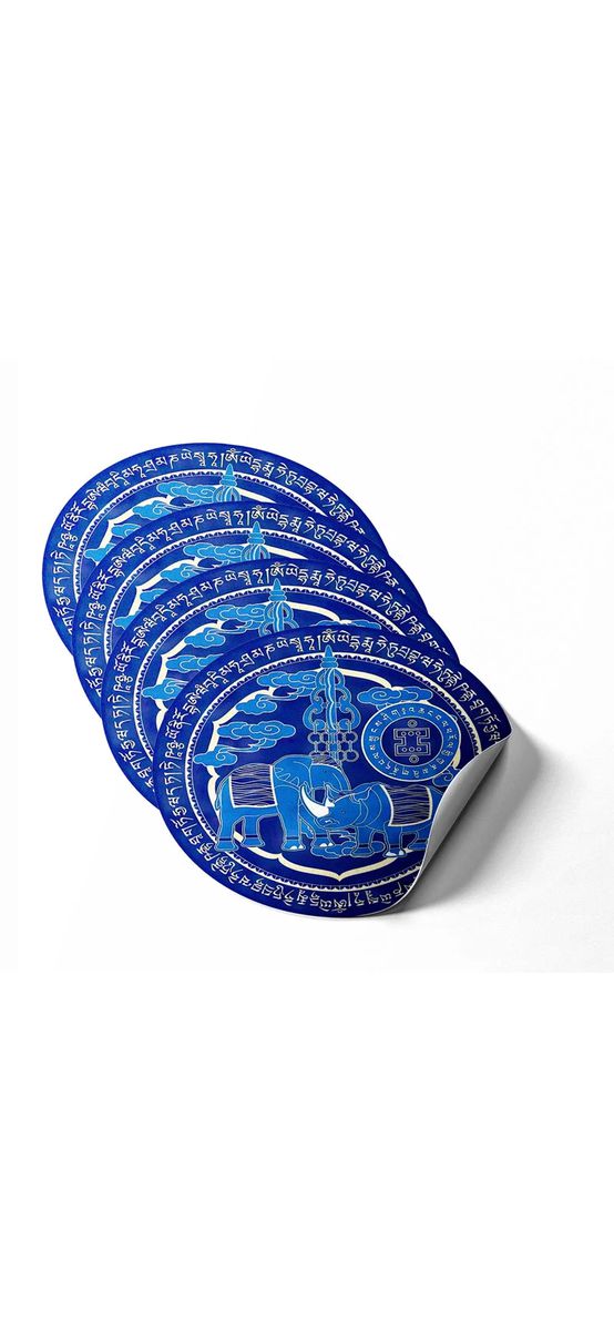 Sticker Elefant și Rinocer albaștri, autocolant 5 cm