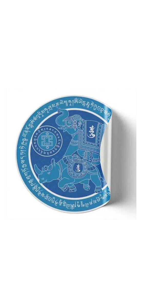 Sticker Elefant si Rinocer albastri 2026, antifurt și împotriva trădărilor