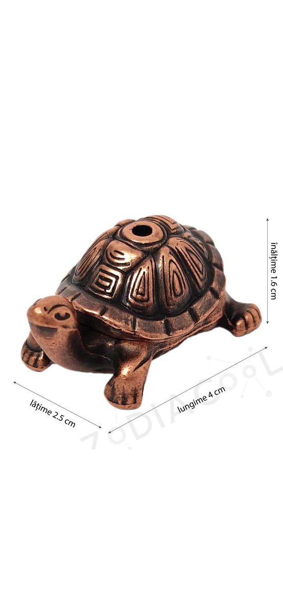 Mini suport betisoare broasca testoasa feng shui, amuleta pentru stabilitate si longevitate, auriu bronz