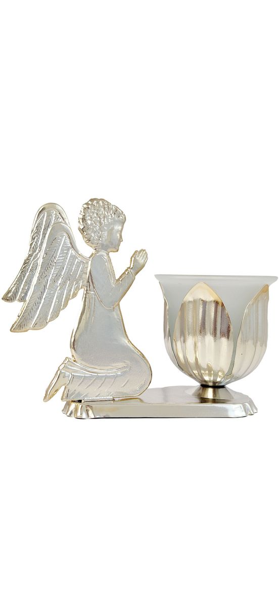 Candela din sticla pentru ulei si ingeras, pentru masa, diverse culori, 14.5 cm