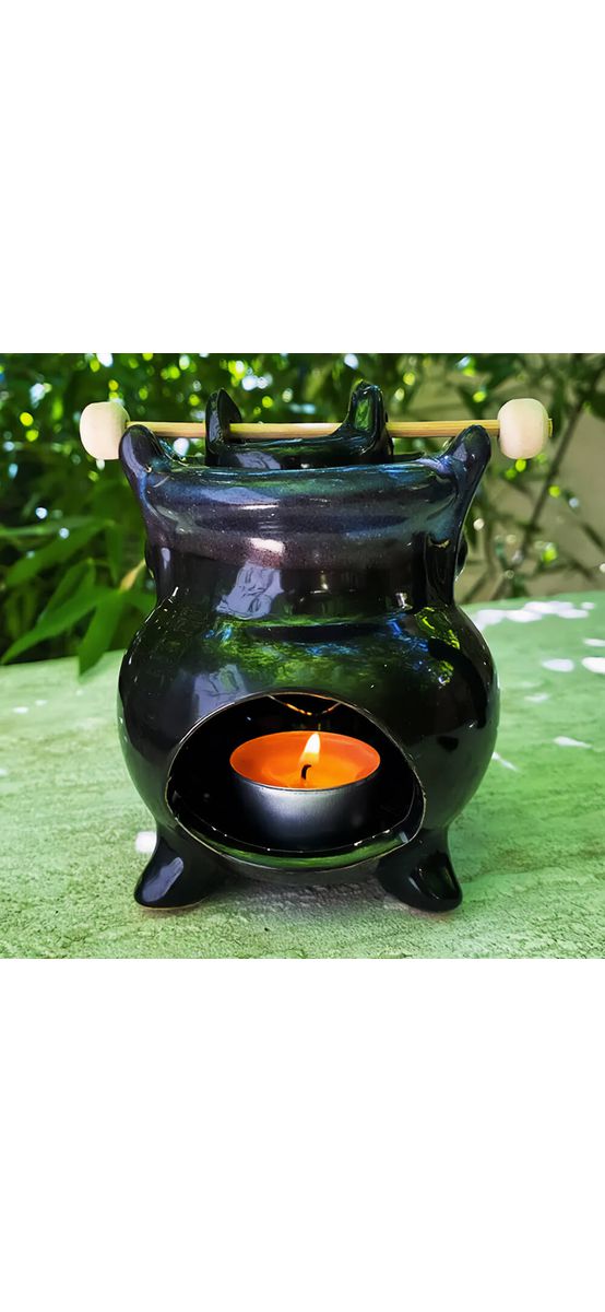 Vas aromaterapie Moneda norocoasa, pentru ulei și lumânare, ceramică negru sau maro