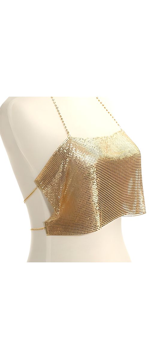 Top luxury Boho din Lant, accesoriu ideal pentru serile de petreceri, aurie
