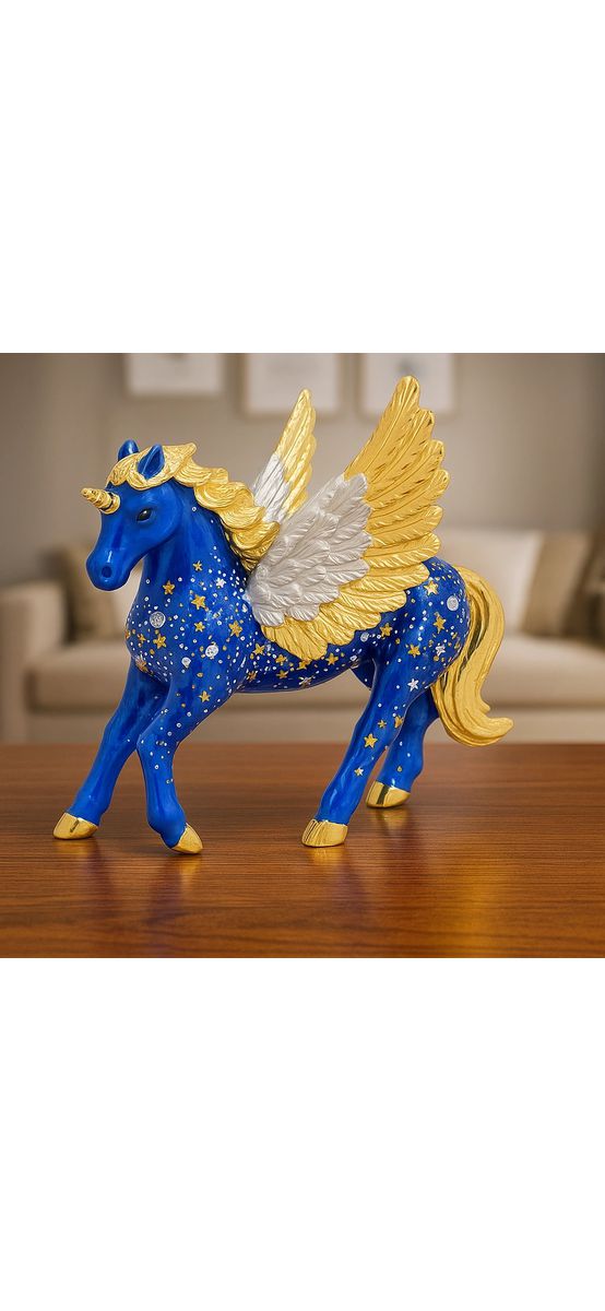 Statuetă Unicorn Celest, remediu feng shui, metal solid 11 cm 