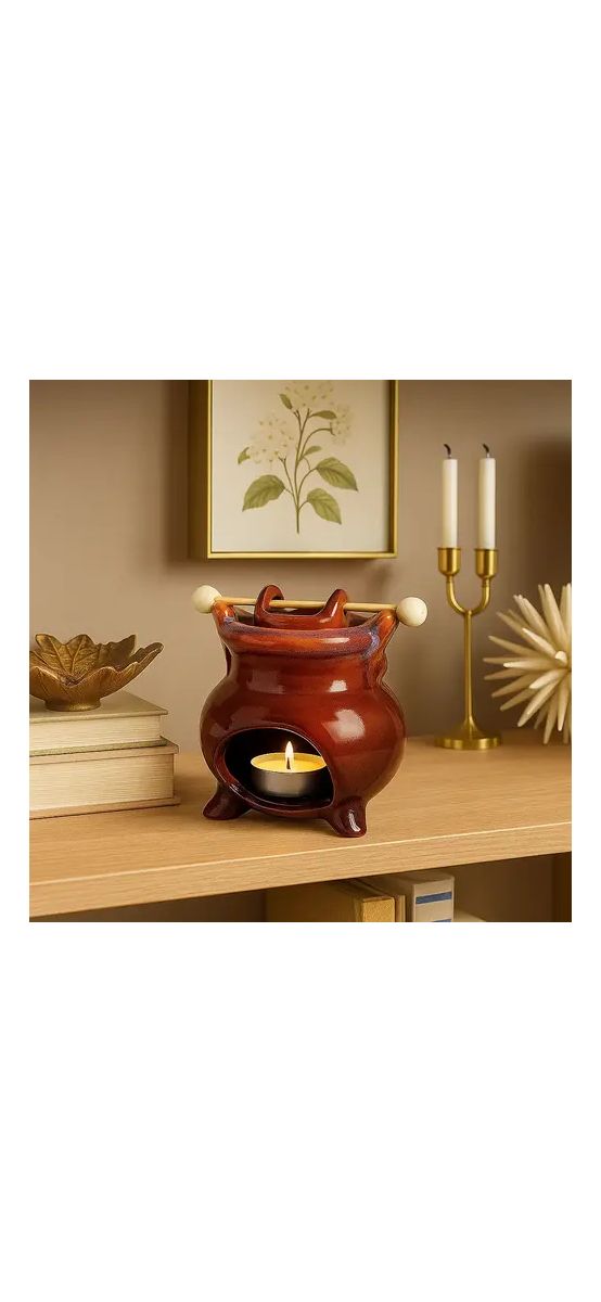 Vas aromaterapie Moneda norocoasa, pentru ulei și lumânare, ceramică negru sau maro